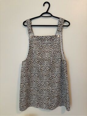 Showpo Leopard Print Mini overall Dress - Brown & White